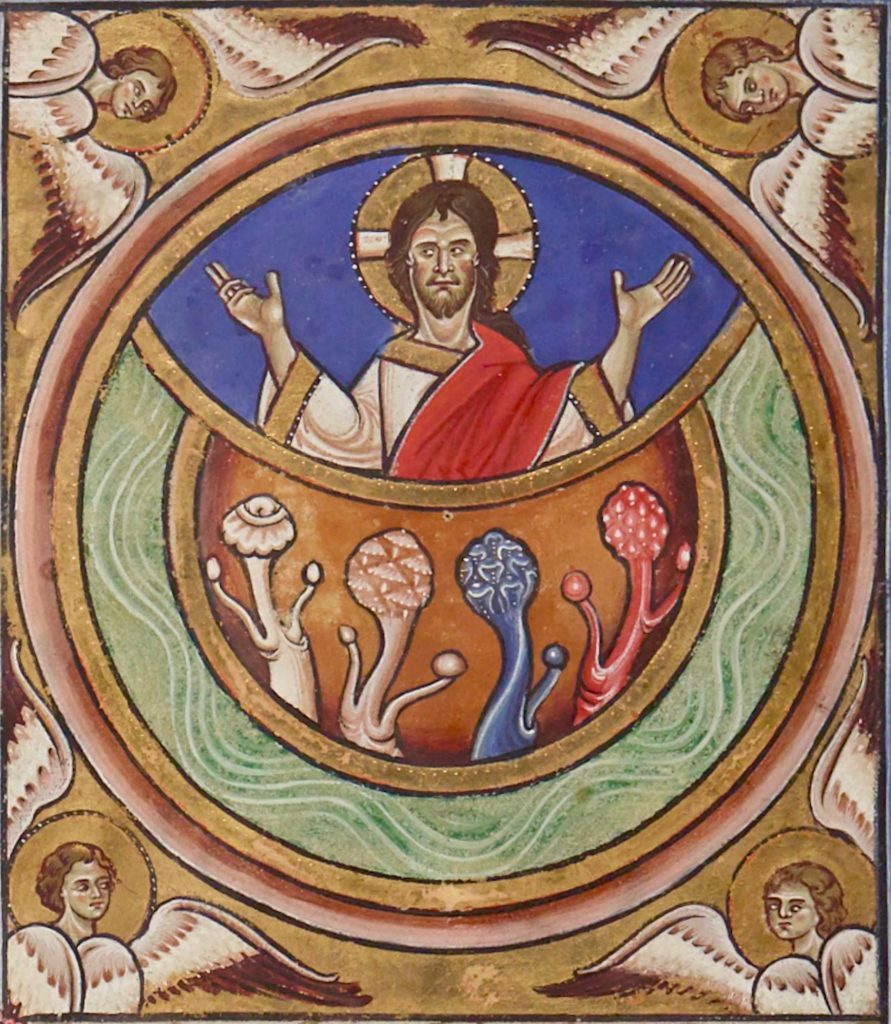 Medieval drawing of the third day.