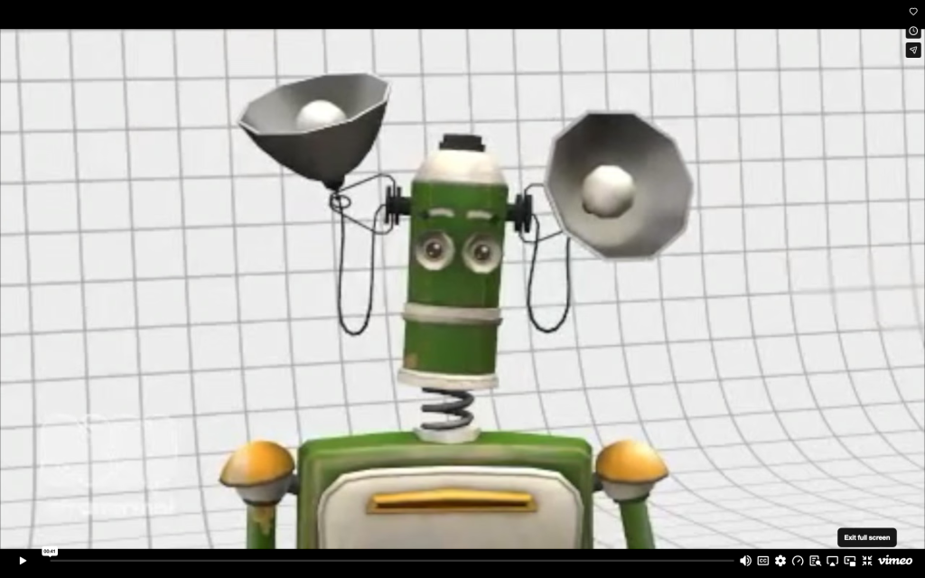 Screenshot of a robot telling a story.