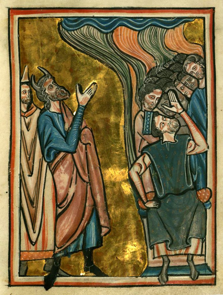 Medieval illustration of the seventh plague.